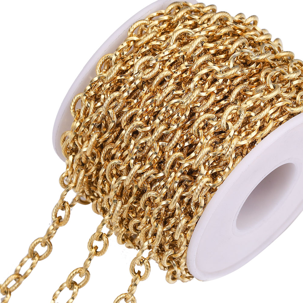 Chain Roll Cable - Nie blaknący 1-metrowy złoty łańcuszek ze