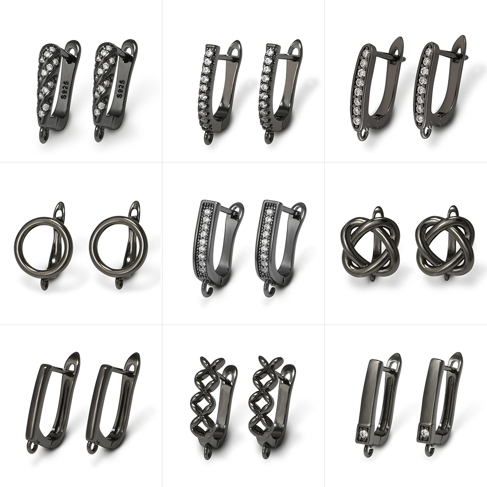 Jewelry Making Articles - YANASI 1 Para Czarne Mosiężne Haczyki