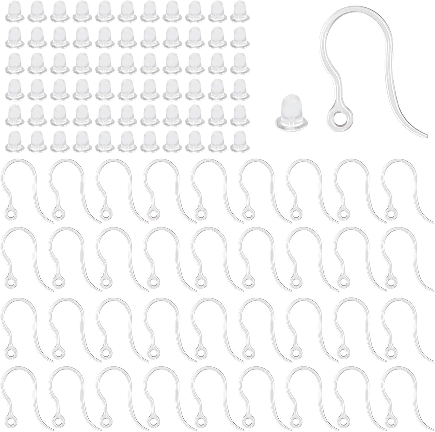 Jewelry Making Loops - 40 szt. Przezroczyste plastikowe haczyki do