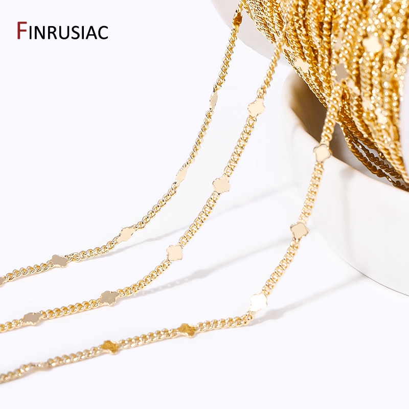 Chain Roll Cable - 14K pozłacany mosiądz cekinowe łańcuchy kablowe
